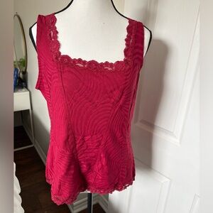 Arianne Deep Red Lace Trim Camisole Tank Size 40 (XL)